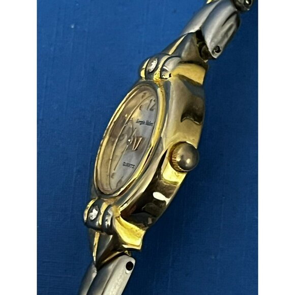 Vintage Womens Sergio Valente Quartz Watch Women's New battery Gold tone diamond - Picture 6 of 8